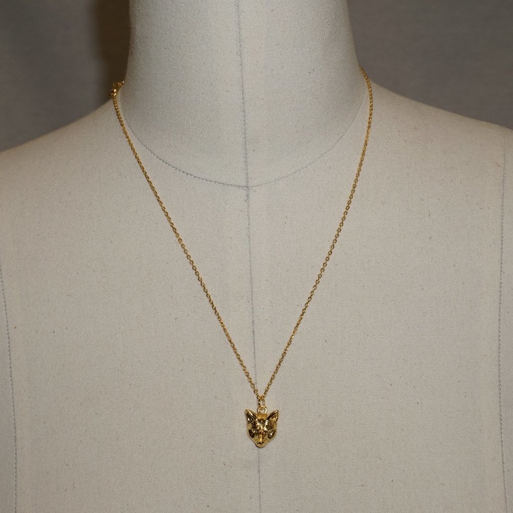 J crew Fox charm gold plated Necklace NWT 18" 3D fox head